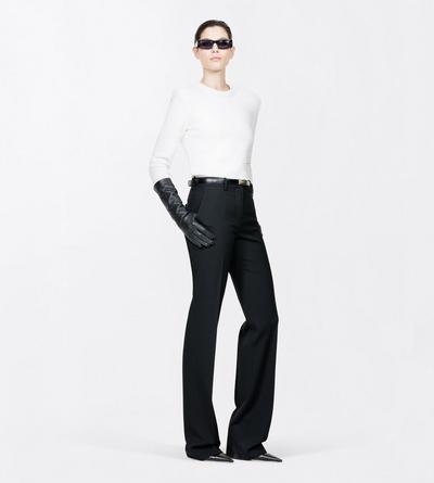 TOM FORD CASHMERE COTTON BLEND IVORY COTTON CASHMERE CREWNECK KNIT WITH STRUCTURED SHOULDERS