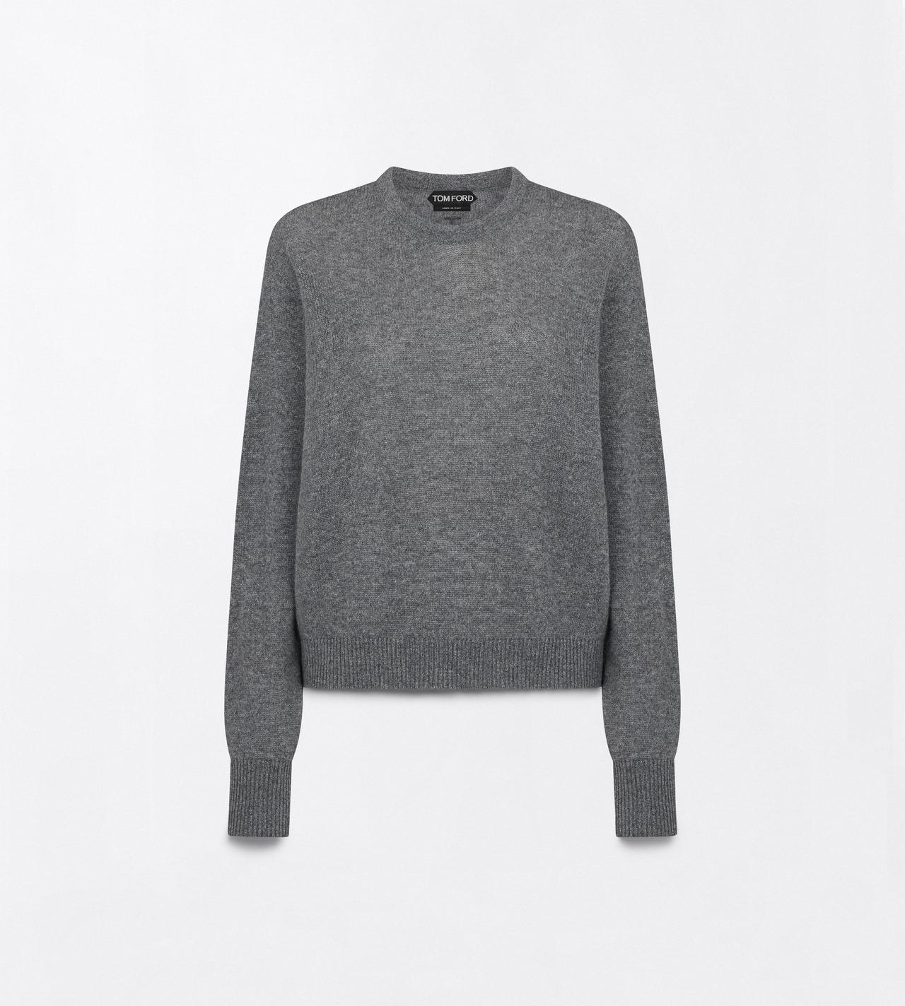 TOM FORD CASHMERE LIGHT CHARCOAL TRICOT ASYM&Eacute;TRIQUE &Agrave; COL ROND SANS COUTURES EN CACHEMIRE