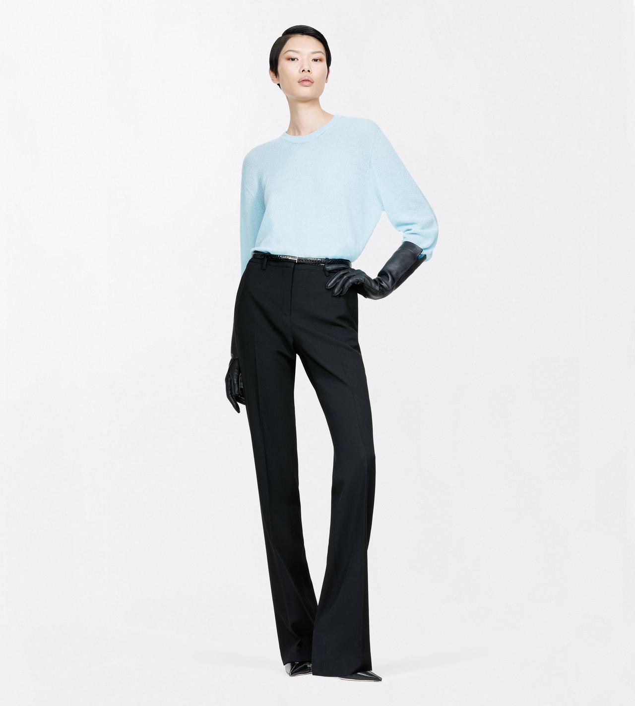 TOM FORD CASHMERE AQUA BLUE SEAMLESS CASHMERE ASYMMETRIC CREWNECK KNIT