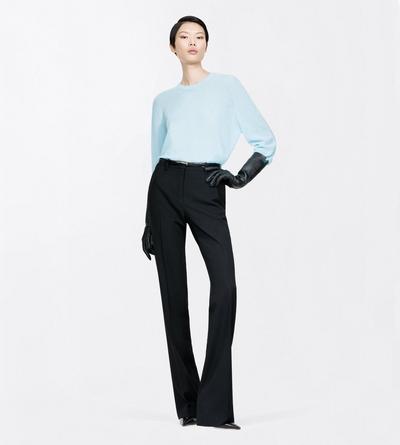TOM FORD CASHMERE AQUA BLUE SEAMLESS CASHMERE ASYMMETRIC CREWNECK KNIT