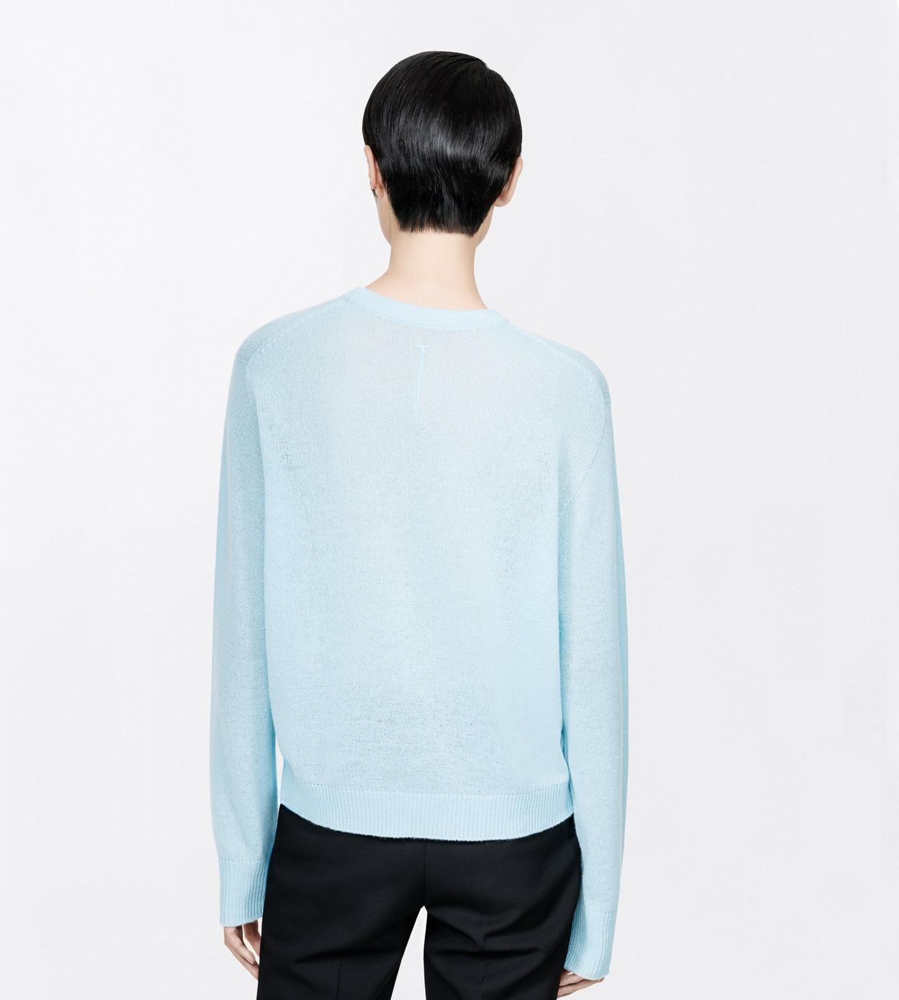 TOM FORD CASHMERE AQUA BLUE SEAMLESS CASHMERE ASYMMETRIC CREWNECK KNIT