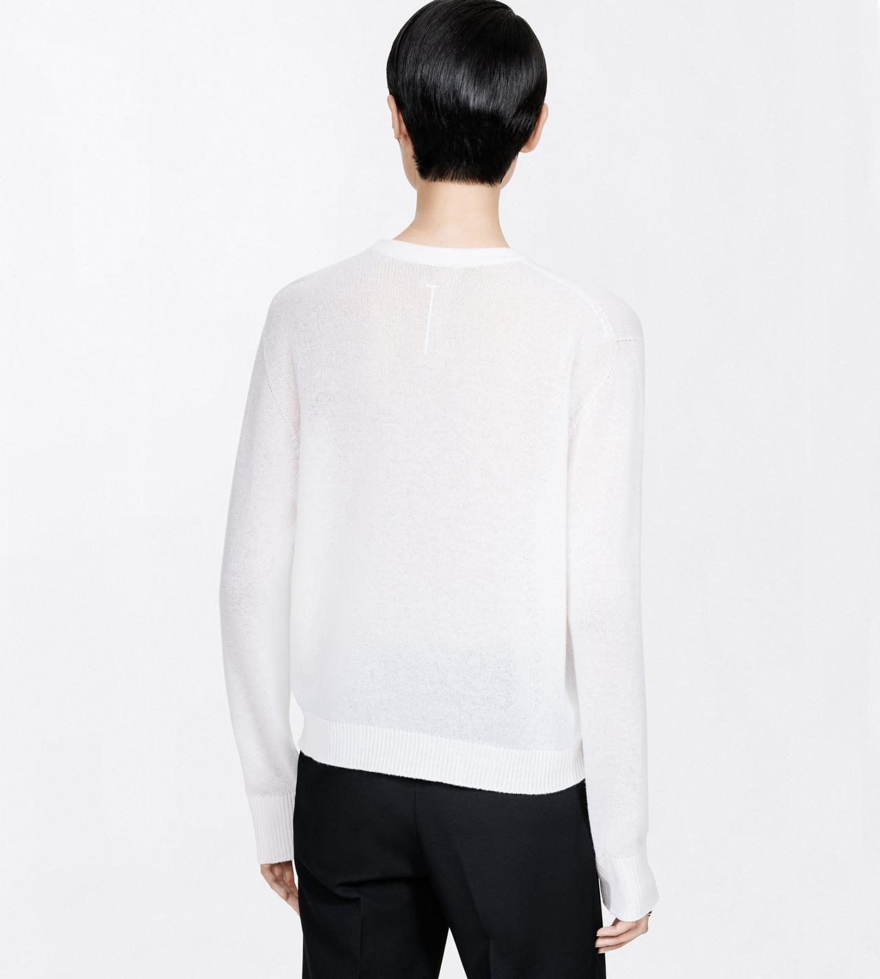 TOM FORD CASHMERE OPTICAL WHITE TRICOT ASYM&Eacute;TRIQUE &Agrave; COL ROND SANS COUTURES EN CACHEMIRE