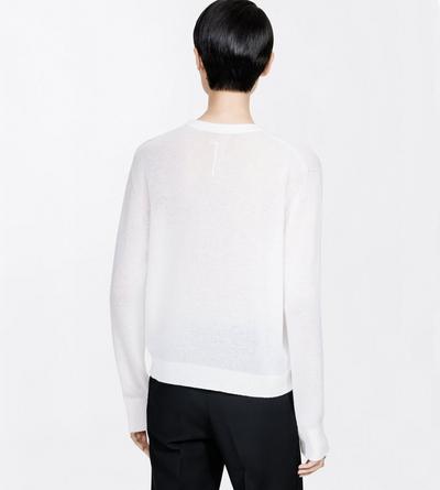 TOM FORD CASHMERE OPTICAL WHITE TRICOT ASYM&Eacute;TRIQUE &Agrave; COL ROND SANS COUTURES EN CACHEMIRE