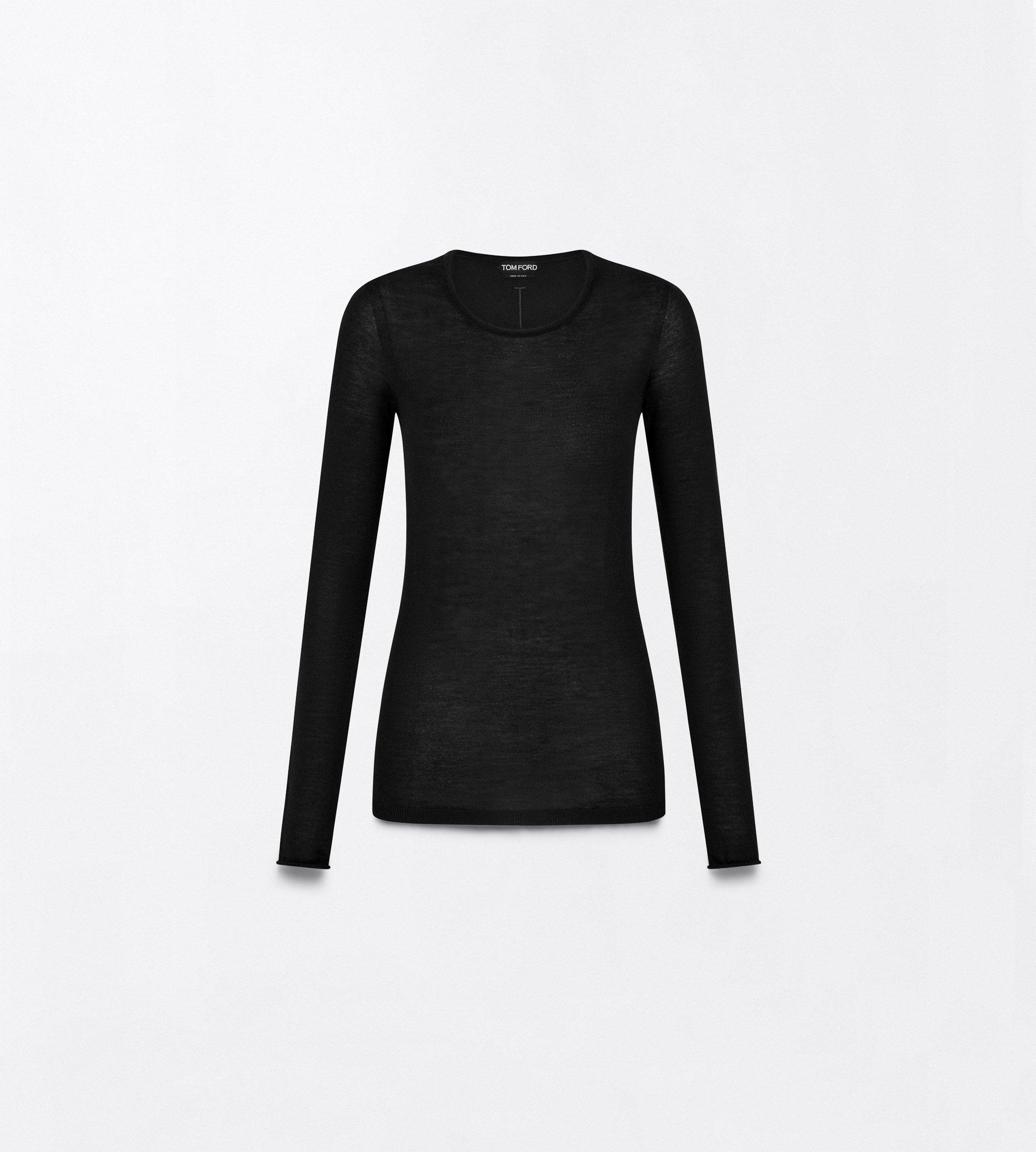SEAMLESS FEATHERWEIGHT CASHMERE LONG SLEEVE CREWNECK T-SHIRT