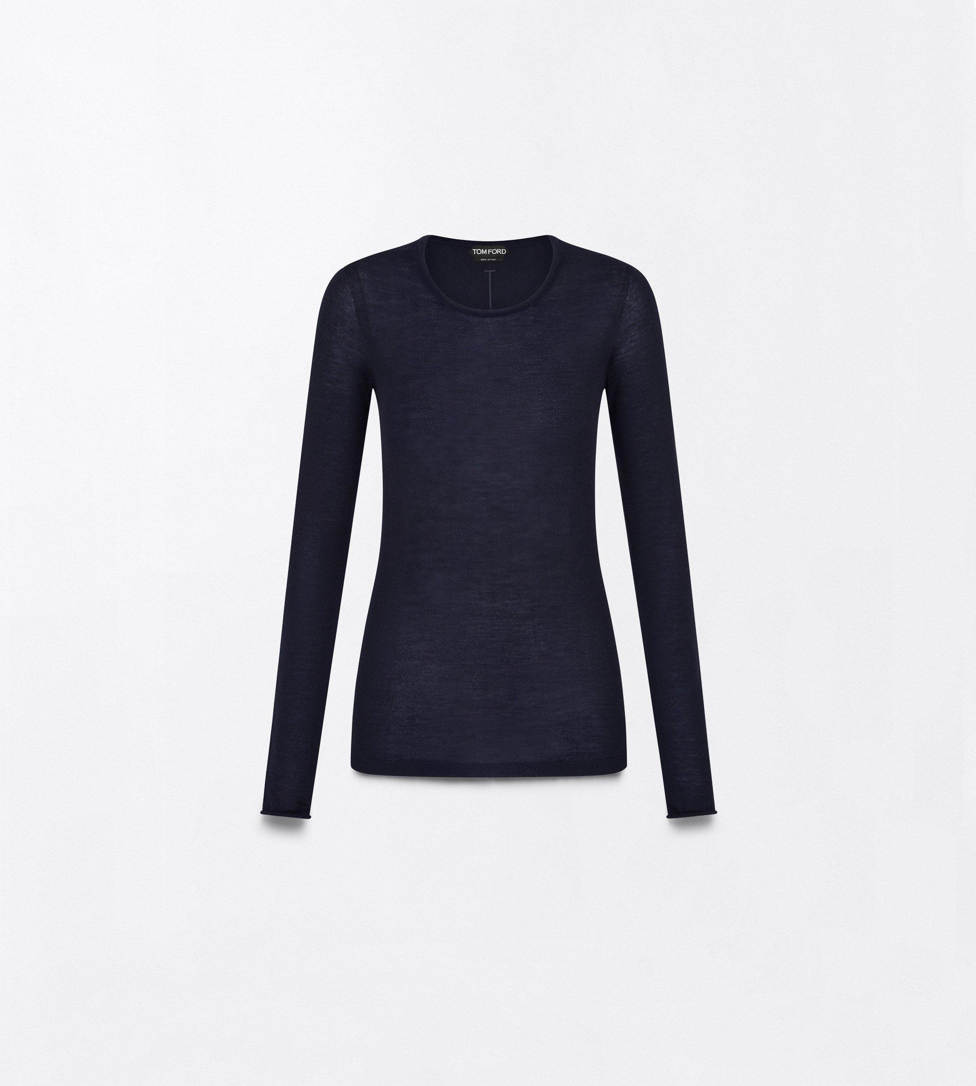 SEAMLESS FEATHERWEIGHT CASHMERE LONG SLEEVE CREWNECK T-SHIRT