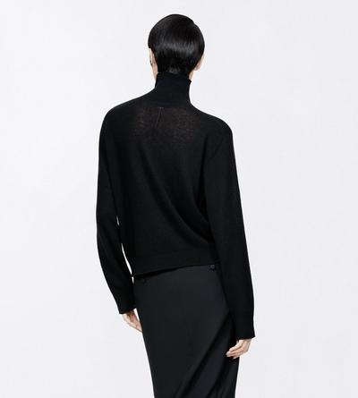TOM FORD CASHMERE BLACK COL ROUL&Eacute; SANS COUTURES EN CACHEMIRE