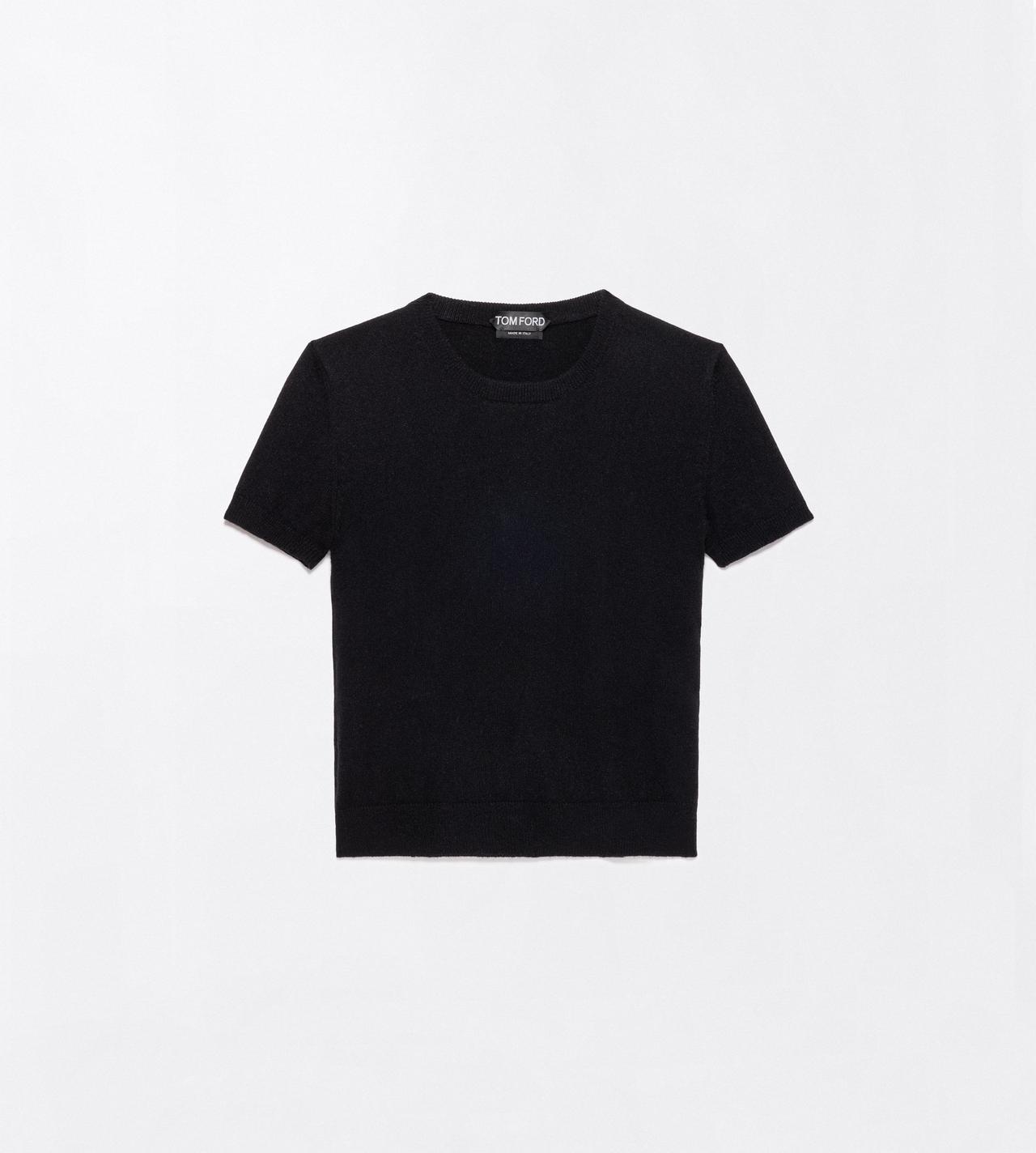 TOM FORD CASHMERE BLACK VINTAGE WASHED CASHMERE SHRUNKEN CREWNECK T-SHIRT