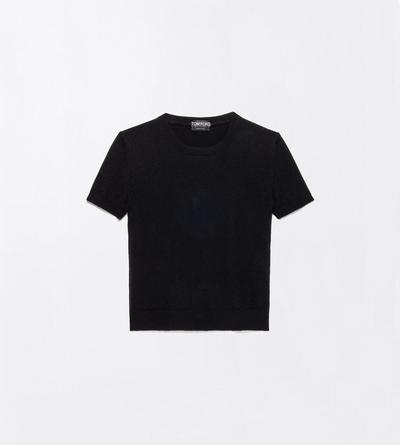 TOM FORD CASHMERE BLACK VINTAGE WASHED CASHMERE SHRUNKEN CREWNECK T-SHIRT