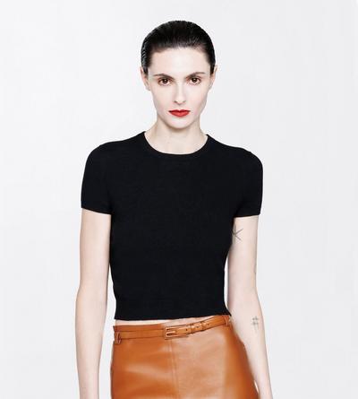 TOM FORD CASHMERE BLACK VINTAGE WASHED CASHMERE SHRUNKEN CREWNECK T-SHIRT