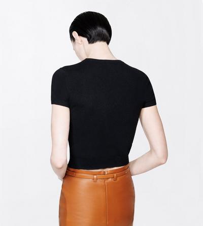 TOM FORD CASHMERE BLACK VINTAGE WASHED CASHMERE SHRUNKEN CREWNECK T-SHIRT