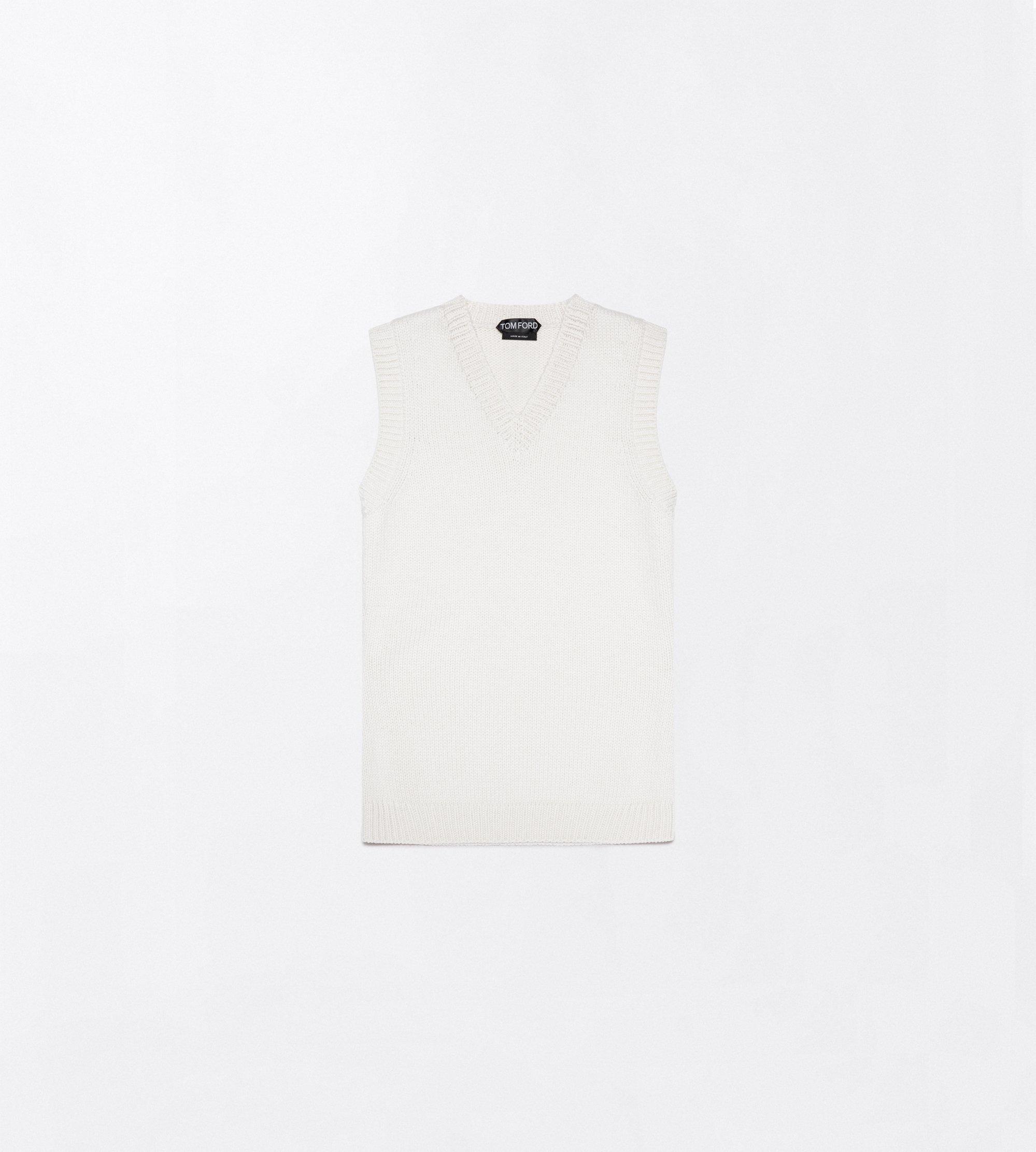 VINTAGE WASHED WOOL BLEND SHRUNKEN V-NECK VEST
