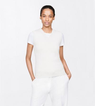 TOM FORD WOOL BLEND IVORY VINTAGE WASHED WOOL BLEND SHRUNKEN V-NECK VEST