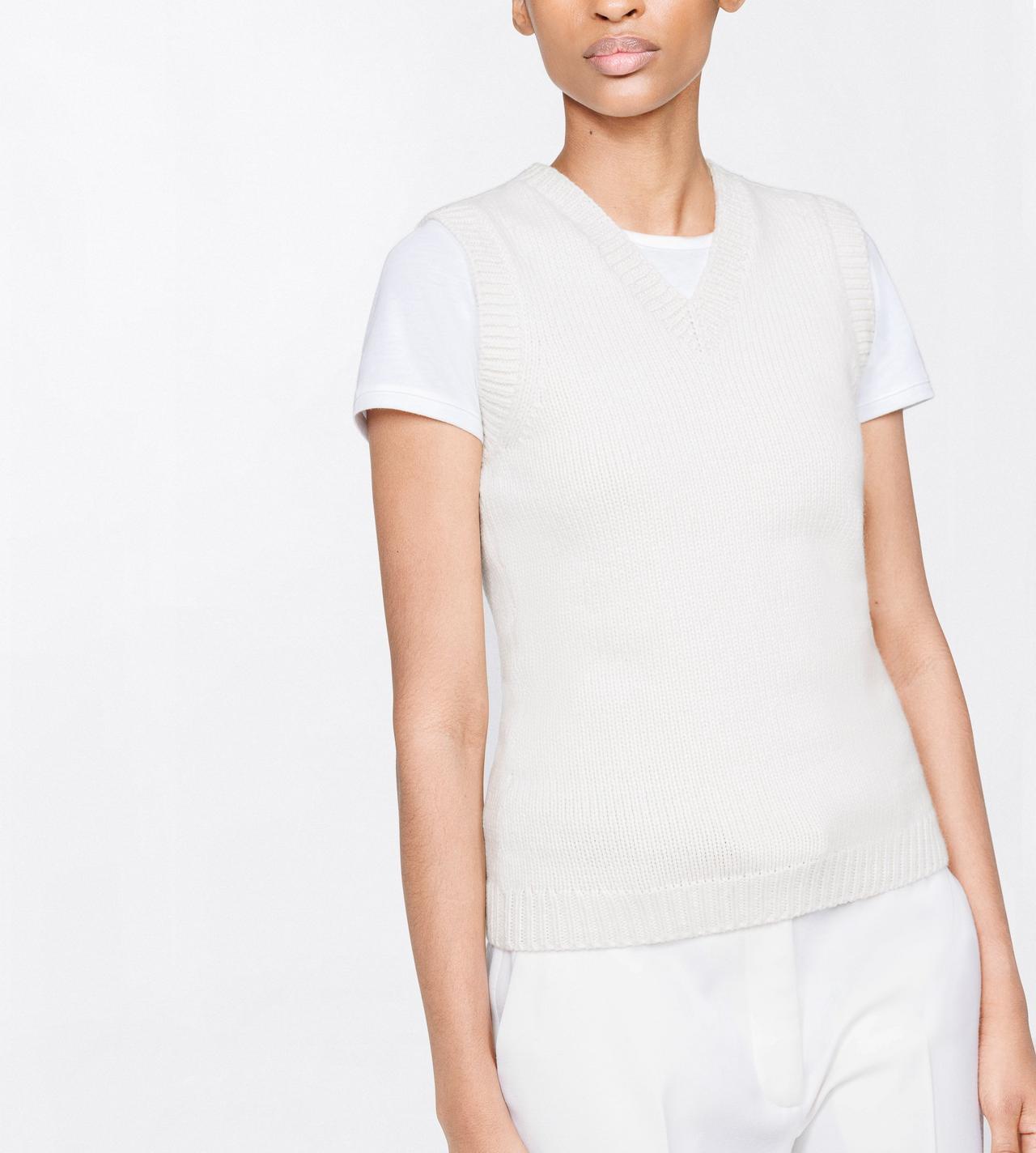TOM FORD WOOL BLEND IVORY VINTAGE WASHED WOOL BLEND SHRUNKEN V-NECK VEST