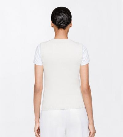 TOM FORD WOOL BLEND IVORY VINTAGE WASHED WOOL BLEND SHRUNKEN V-NECK VEST