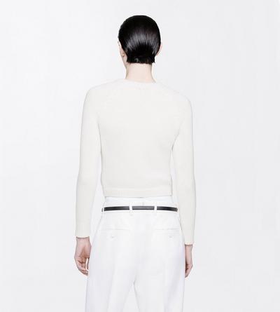 TOM FORD WOOL BLEND IVORY VINTAGE WASHED WOOL BLEND SHRUNKEN V-NECK KNIT WITH RAGLAN SLEEVE