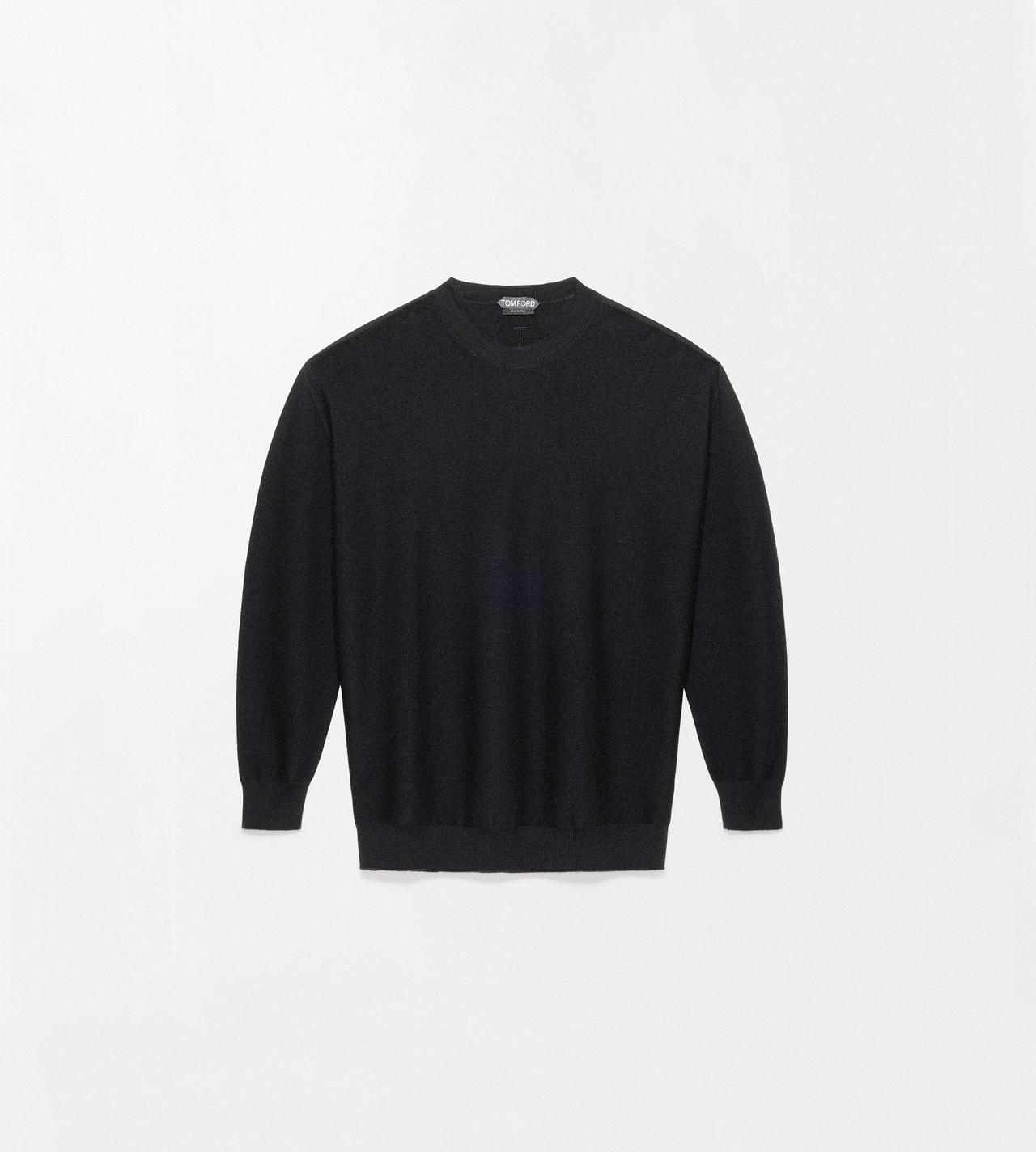 TOM FORD CASHMERE BLACK CASHMERE RELAXED FIT SCOOP NECK KNIT