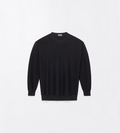 TOM FORD CASHMERE BLACK CASHMERE RELAXED FIT SCOOP NECK KNIT