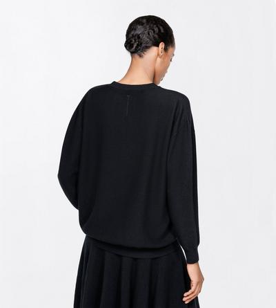 TOM FORD CASHMERE BLACK CASHMERE RELAXED FIT SCOOP NECK KNIT