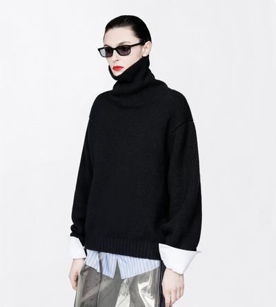 TOM FORD WOOL BLEND BLACK WOOL CASHMERE MOHAIR BLEND TURTLENECK KNIT