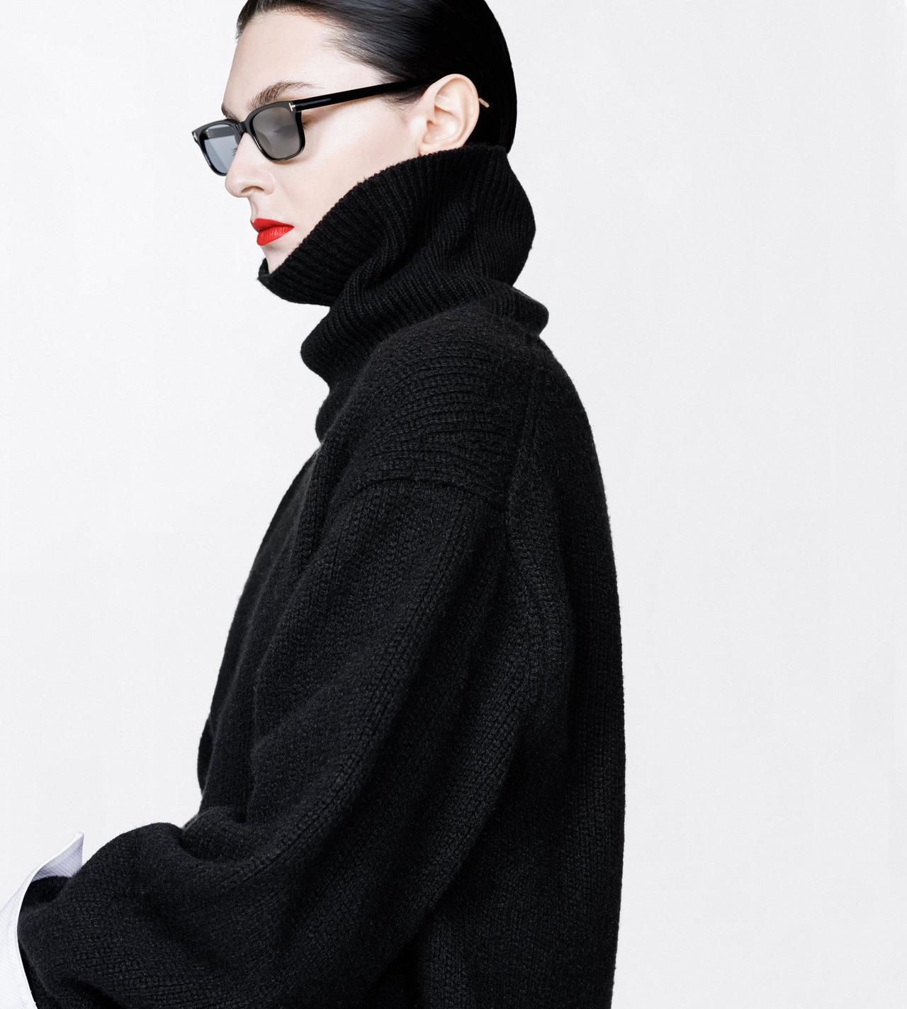 TOM FORD WOOL BLEND BLACK WOOL CASHMERE MOHAIR BLEND TURTLENECK KNIT