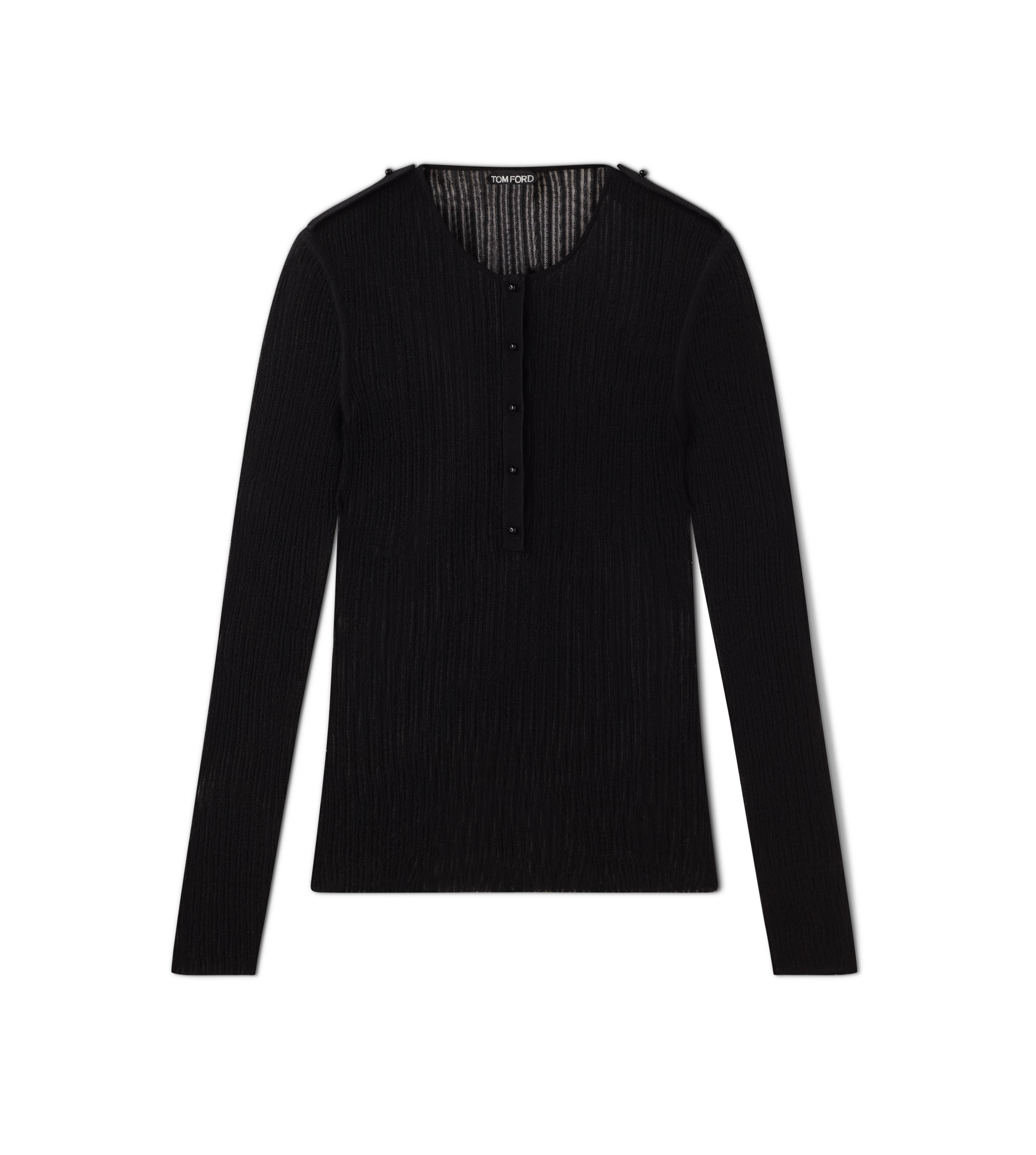【Tom Ford】サテン Henleyシャツ TOM FORD long-sleeve Henley T-shirt | Black | FARFETCH