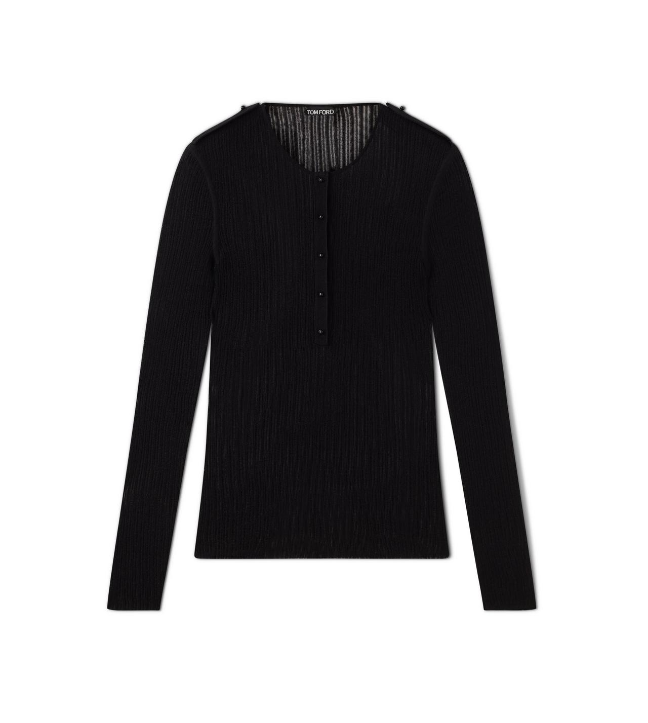 SHEER KNIT HENLEY TOP | Tom Ford Fashion