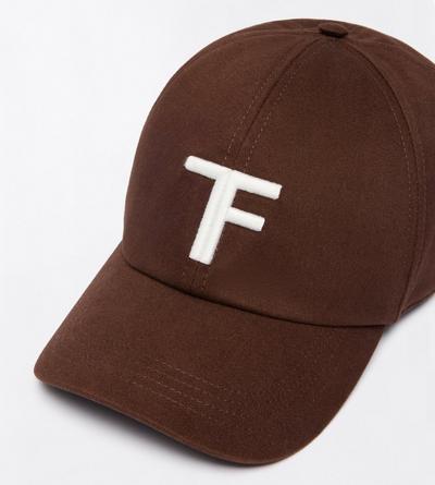 TOM FORD COTTON MEDIUM BROWN + OFF WHITE CANVAS CAP&nbsp;