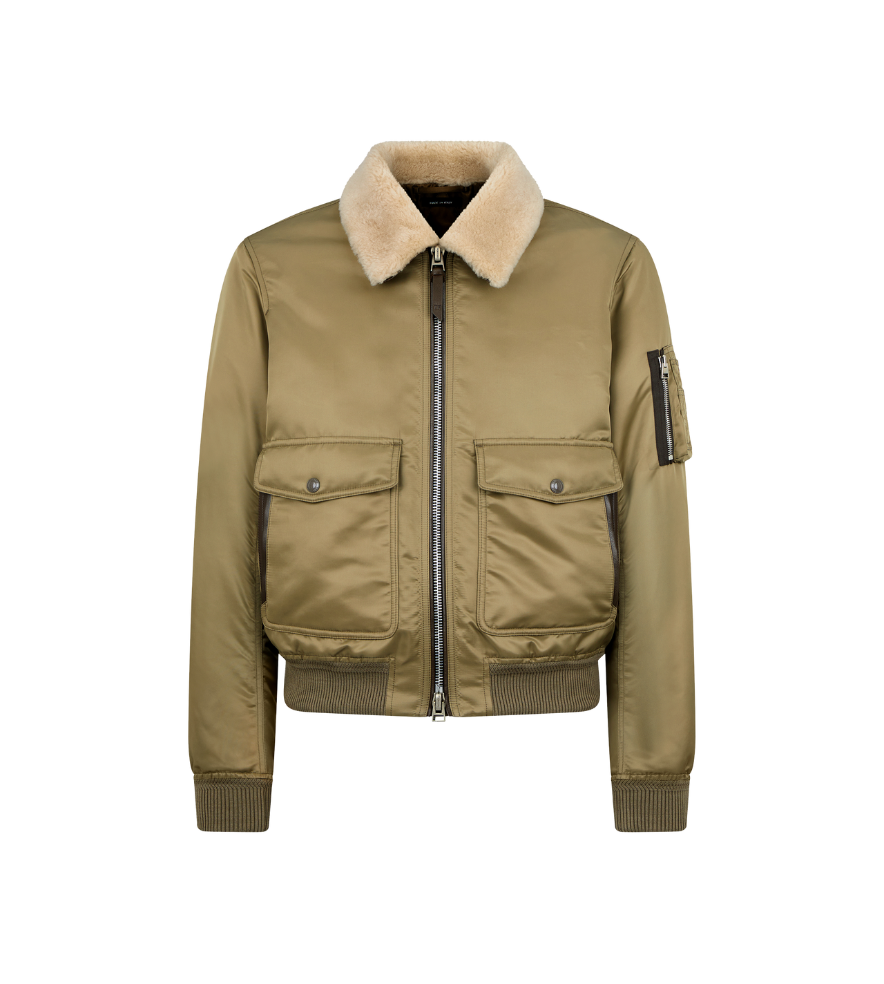 NYLON TWILL SHEARLING COLLAR FLIGHT BOMBER image number 0