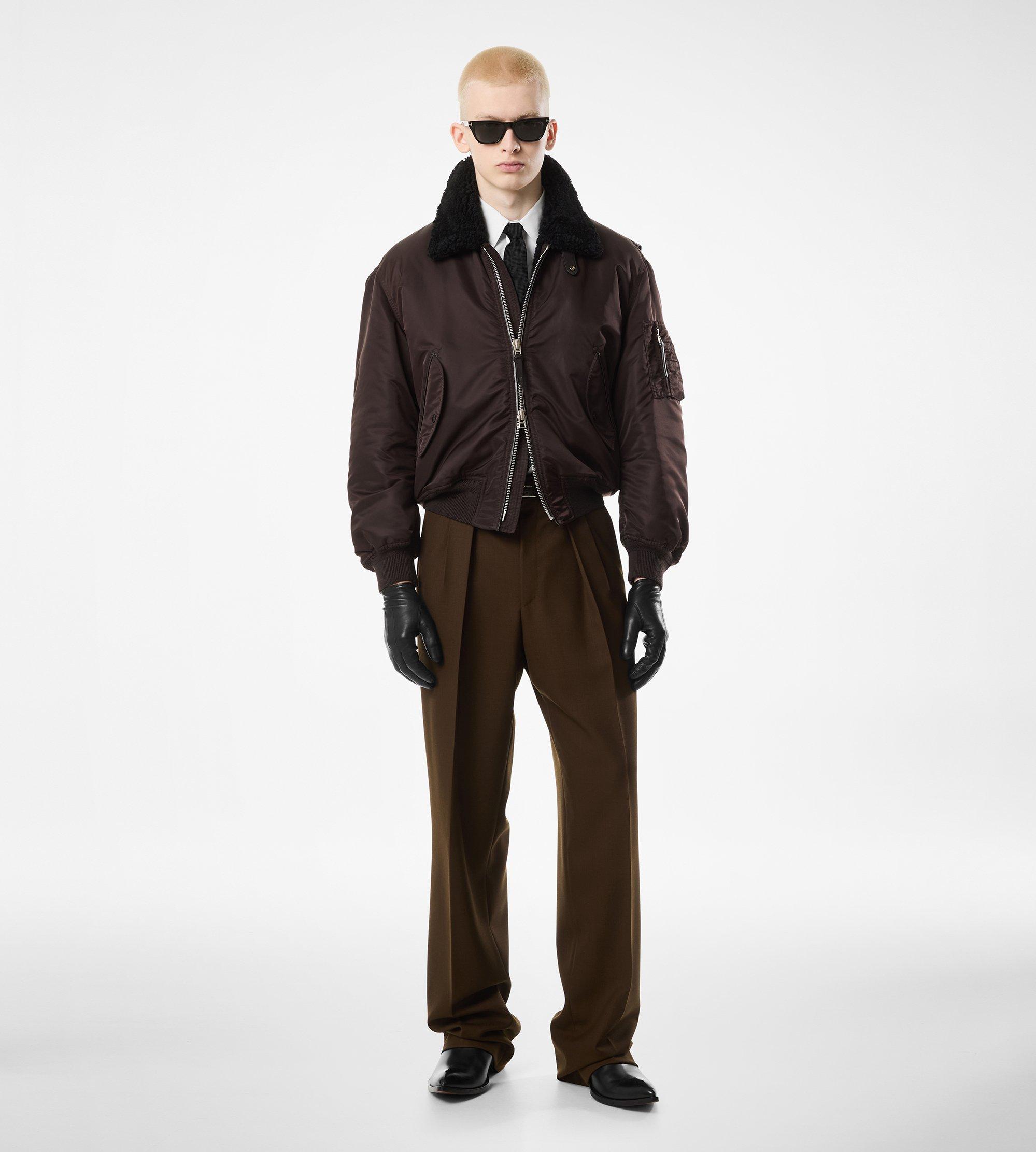 NYLON SHEARLING COLLAR FLIGHT BOMBER