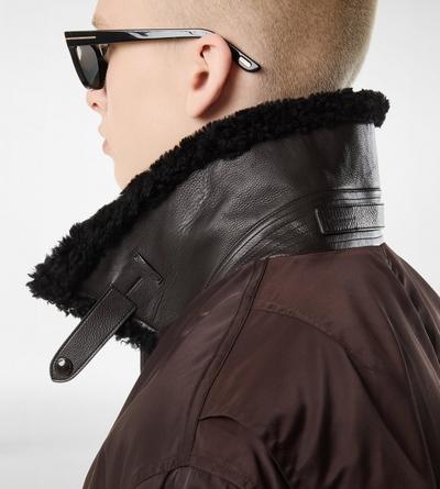 NYLON SHEARLING COLLAR FLIGHT BOMBER image number 1