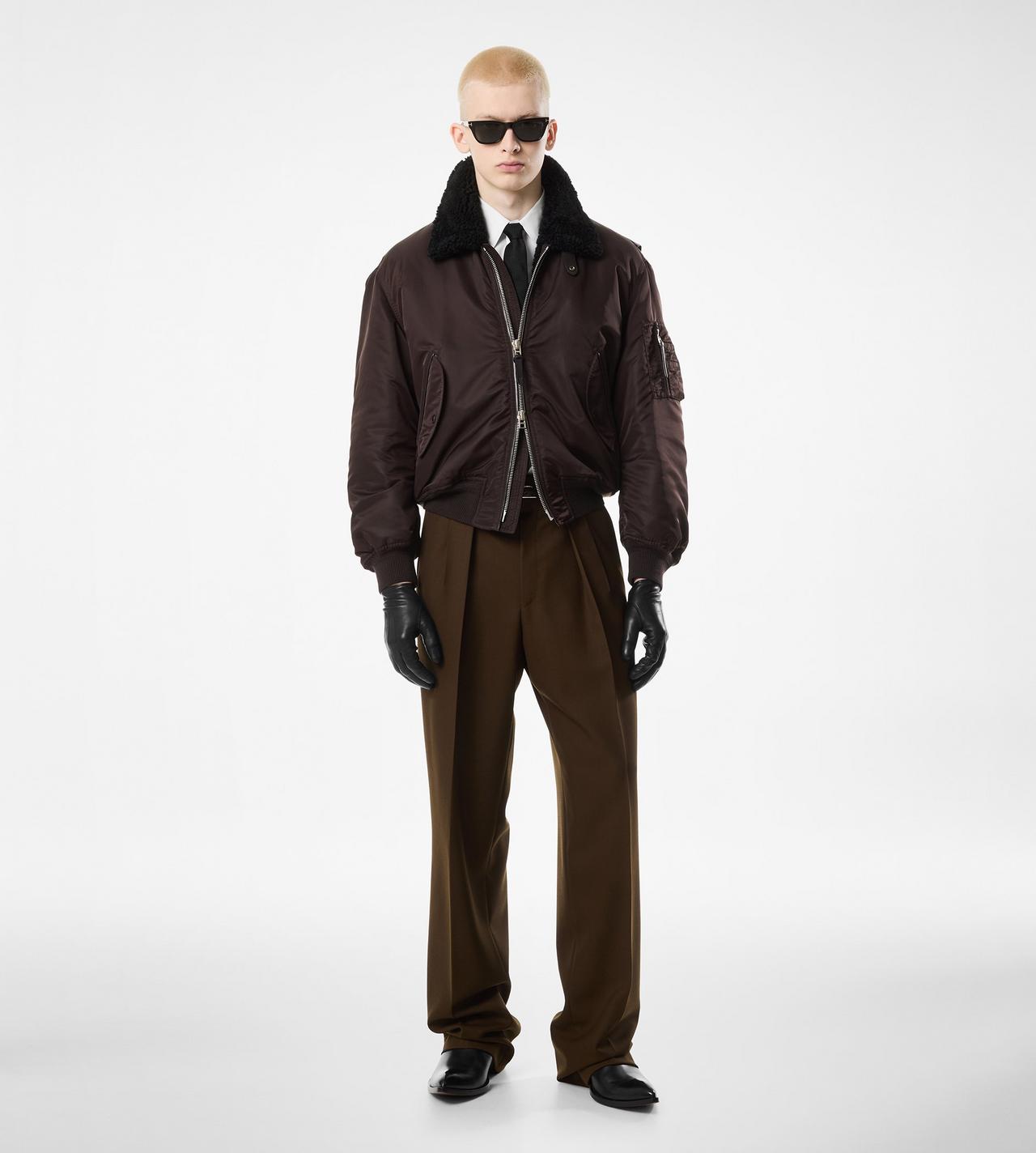 NYLON SHEARLING COLLAR FLIGHT BOMBER image number 4