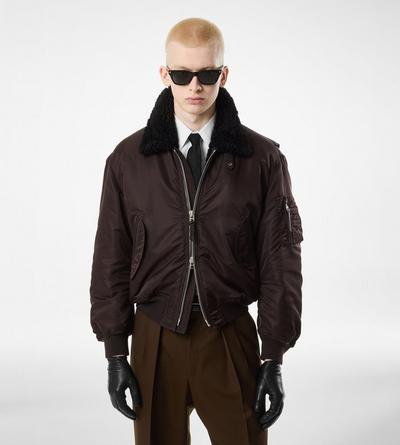 NYLON SHEARLING COLLAR FLIGHT BOMBER image number 2