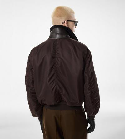 NYLON SHEARLING COLLAR FLIGHT BOMBER image number 3