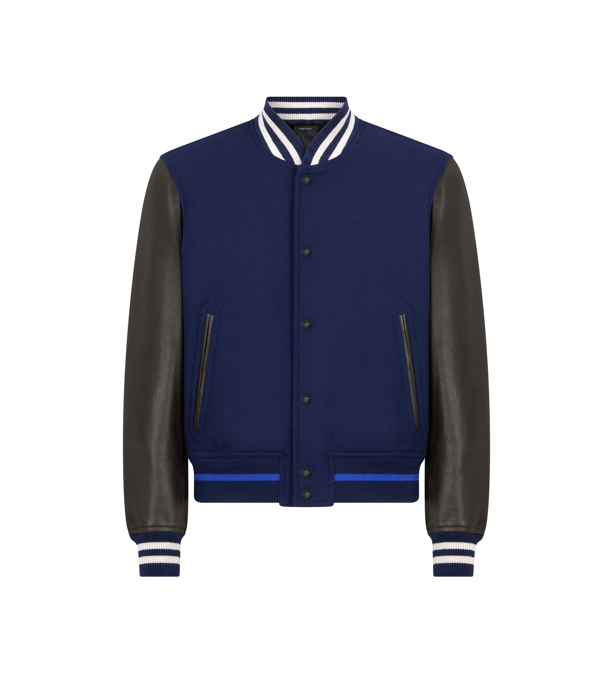 VARSITY BOMBER WITH LEATHER SLEEVES