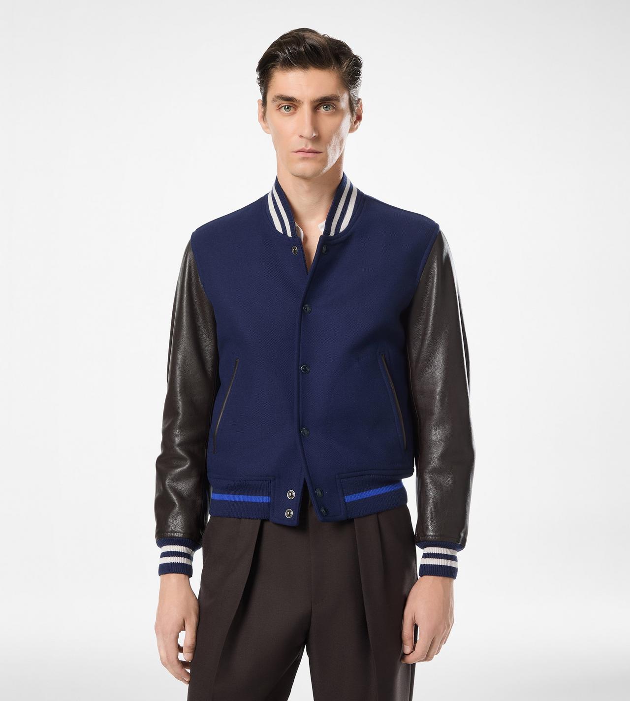 VARSITY BOMBER WITH LEATHER SLEEVES image number 3