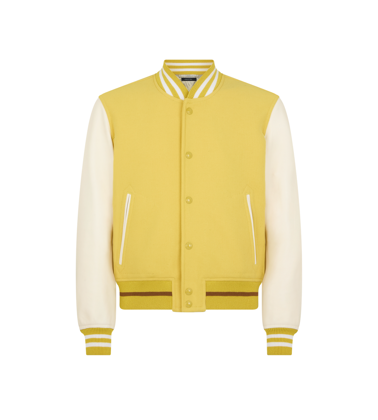 TOM FORD WOOL MAIZE BOMBER STYLE UNIVERSITAIRE AVEC MANCHES EN CUIR