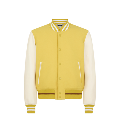 TOM FORD WOOL MAIZE BOMBER STYLE UNIVERSITAIRE AVEC MANCHES EN CUIR