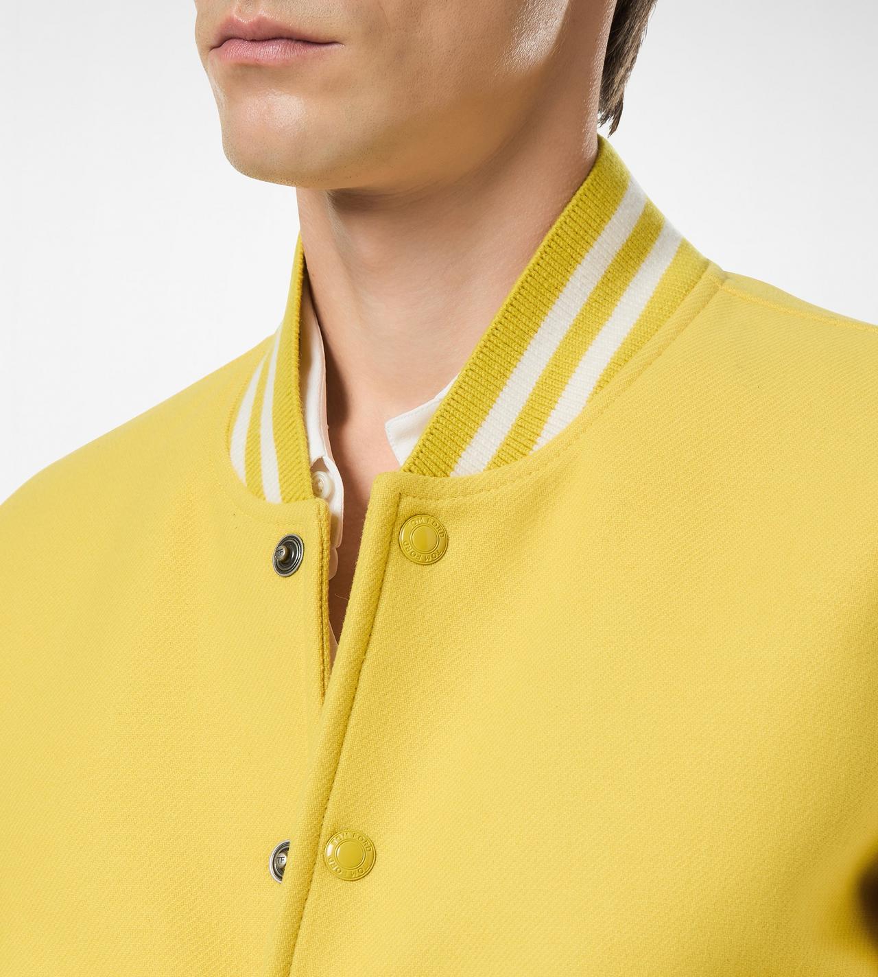 TOM FORD WOOL MAIZE BOMBER STYLE UNIVERSITAIRE AVEC MANCHES EN CUIR