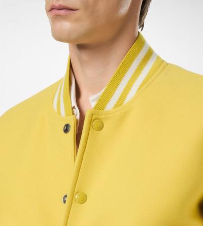 TOM FORD WOOL MAIZE BOMBER STYLE UNIVERSITAIRE AVEC MANCHES EN CUIR