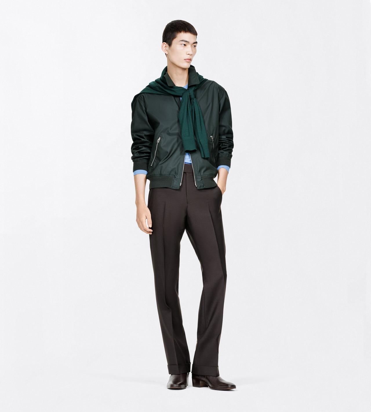 TOM FORD COTTON DARK PINE FINE TWILL COLLAR BLOUSON