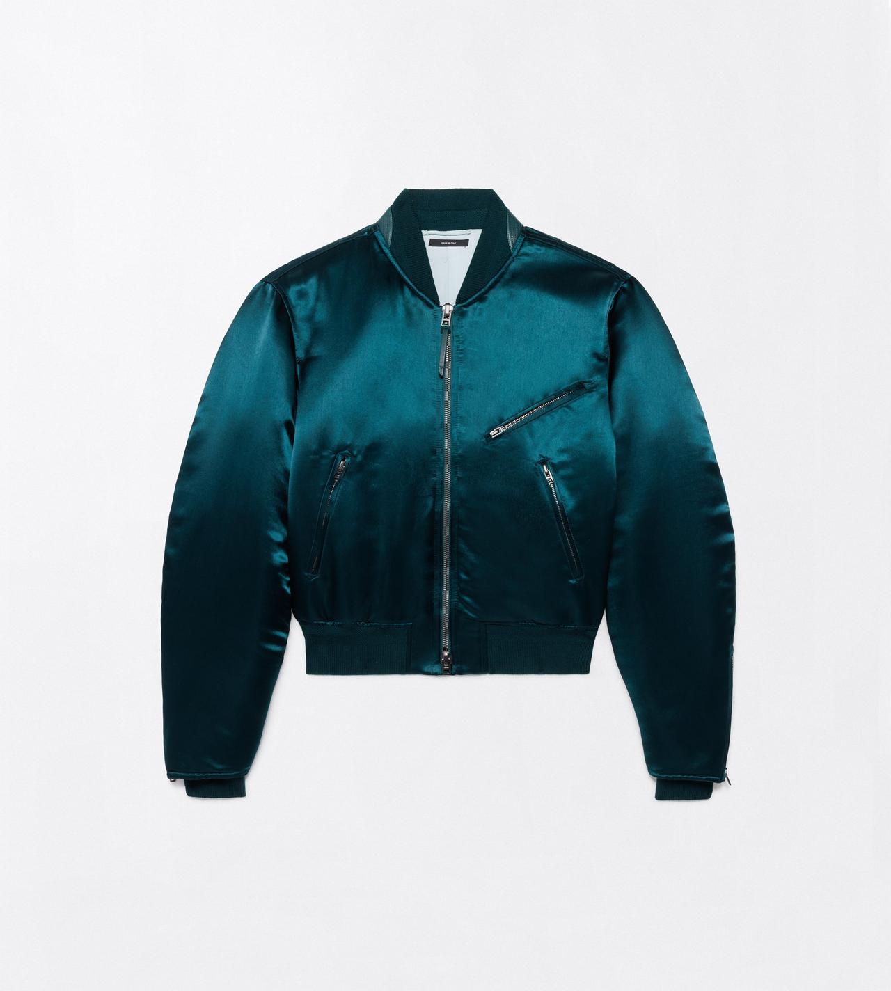 TOM FORD ACETATE BRIGHT EMERALD VINTAGE ACETATE BOMBER WITH BIKER DETAILS