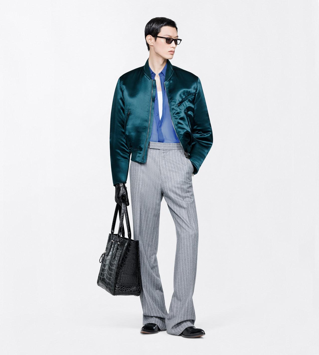 TOM FORD ACETATE BRIGHT EMERALD VINTAGE ACETATE BOMBER WITH BIKER DETAILS