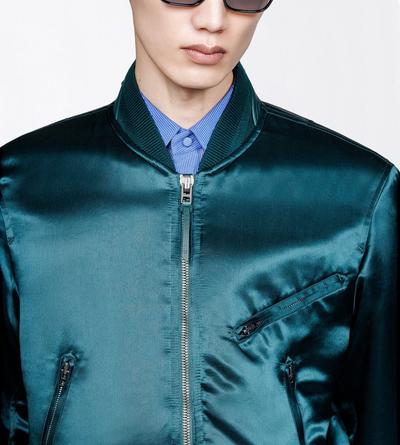 TOM FORD ACETATE BRIGHT EMERALD VINTAGE ACETATE BOMBER WITH BIKER DETAILS