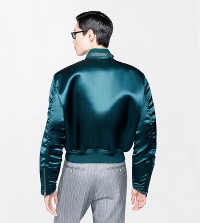 TOM FORD ACETATE BRIGHT EMERALD VINTAGE ACETATE BOMBER WITH BIKER DETAILS
