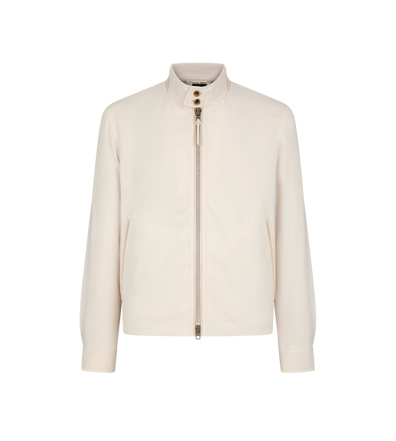 TOM FORD WOOL SILK BLEND IVORY WOOL CASHMERE SILK REPS HARRINGTON
