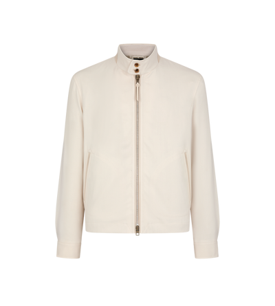 TOM FORD WOOL SILK BLEND IVORY WOOL CASHMERE SILK REPS HARRINGTON