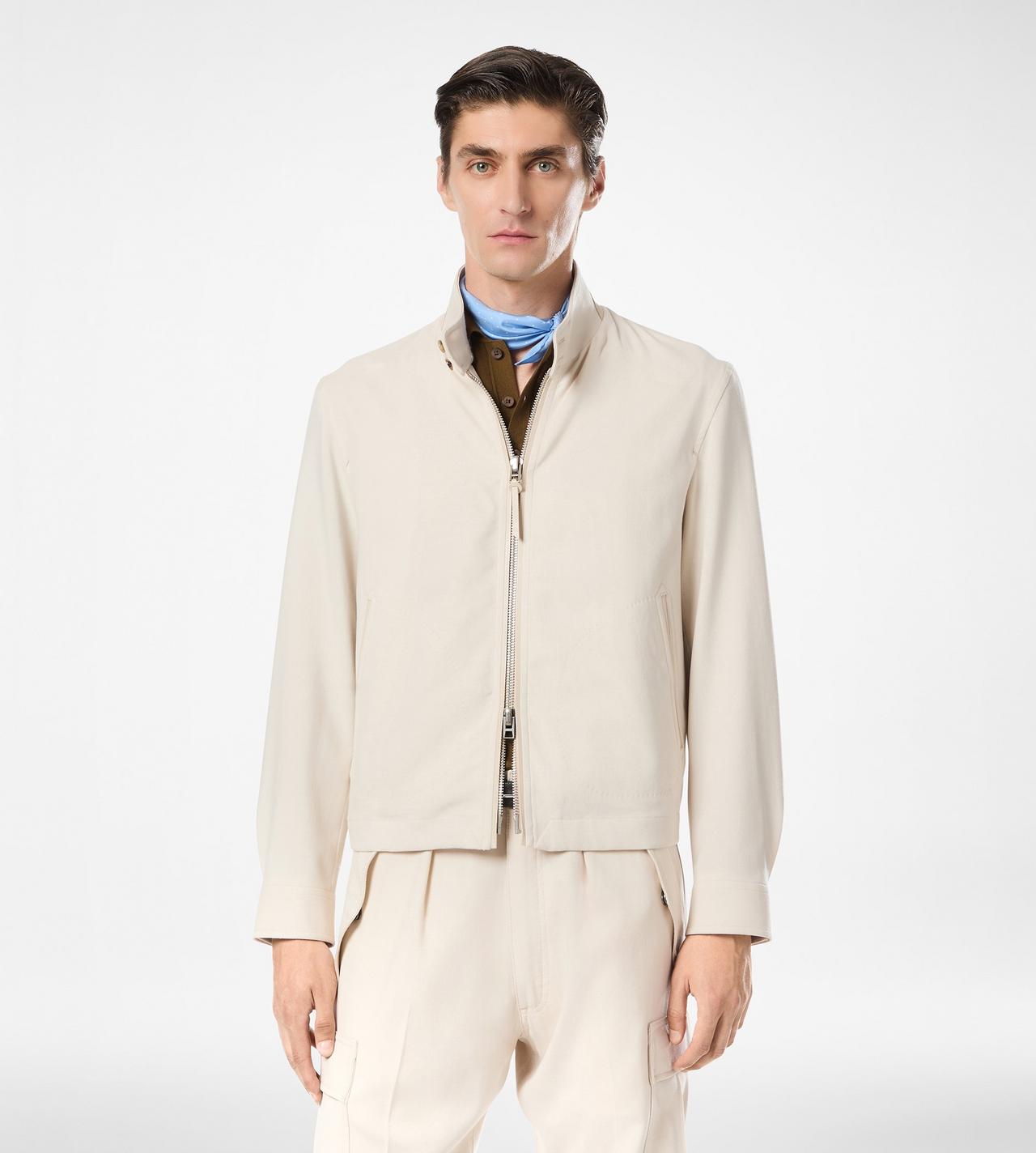 TOM FORD WOOL SILK BLEND IVORY WOOL CASHMERE SILK REPS HARRINGTON