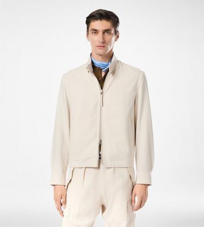TOM FORD WOOL SILK BLEND IVORY WOOL CASHMERE SILK REPS HARRINGTON