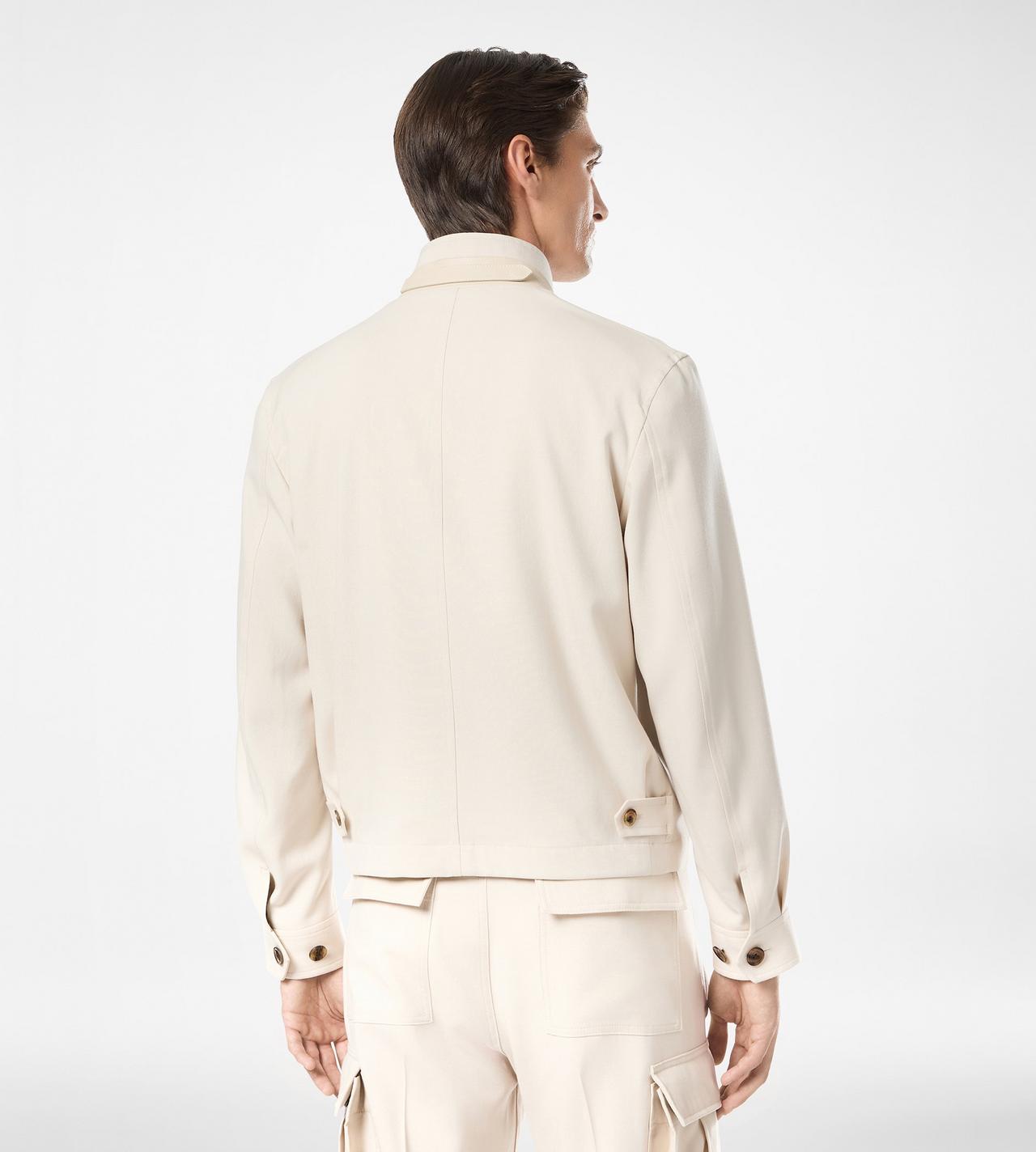 TOM FORD WOOL SILK BLEND IVORY WOOL CASHMERE SILK REPS HARRINGTON