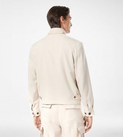 TOM FORD WOOL SILK BLEND IVORY WOOL CASHMERE SILK REPS HARRINGTON